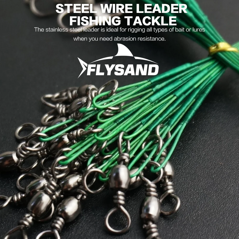 FLYSAND Fishing Wire Leaders Stainless Steel Nylon-Coated Fishing Line Wire Leaders Anti-Bite Fishing Line 20Pcs/Lot