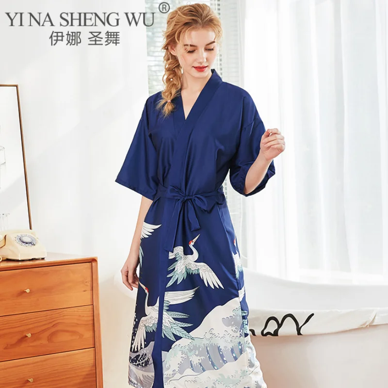 Mini Robe Kimono d'été en rayonne pour femmes, vêtements de nuit Yukata, chemise de nuit, Pijama Mujer, nouvelle collection M-XL