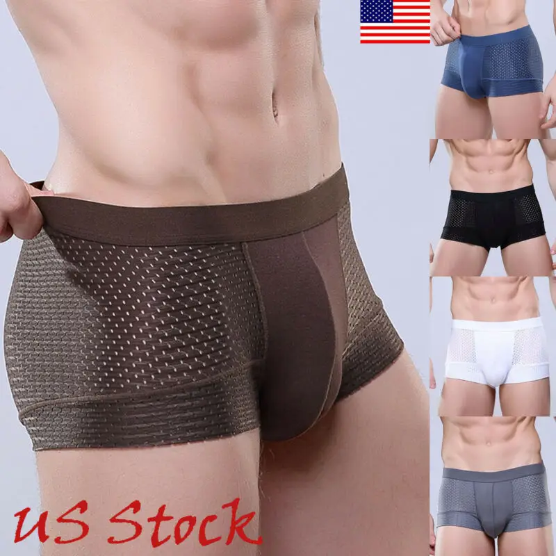 Men\'s Cotton underwear boxer Shorts Bamboo sexy trunks sunga Fiber men boxer Bulge Pouch Underpants de praia homens calzoncillos