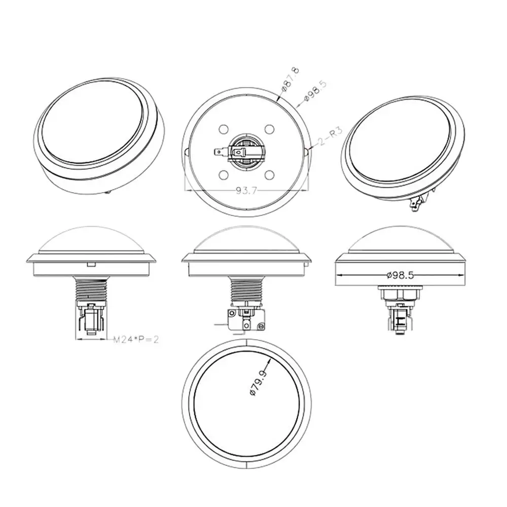 Diamond Grade 100mm Big Round Push Button LED Illuminated With Microswitch For DIY Arcade Game Machine