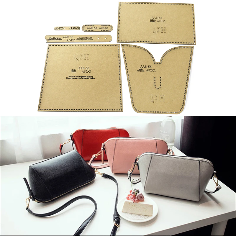 1Set DIY Kraft Paper Template Women\'s Crossbody Bag Shoulder Bags Shell Package Leather Craft Pattern DIY Stencil Sewing Pattern