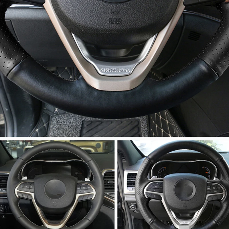ABS Chrome For Jeep Grand Cherokee 2014 2015 2016 2017 Accessories Car Steering Wheel Frame Cover Trim Car Sticker Styling