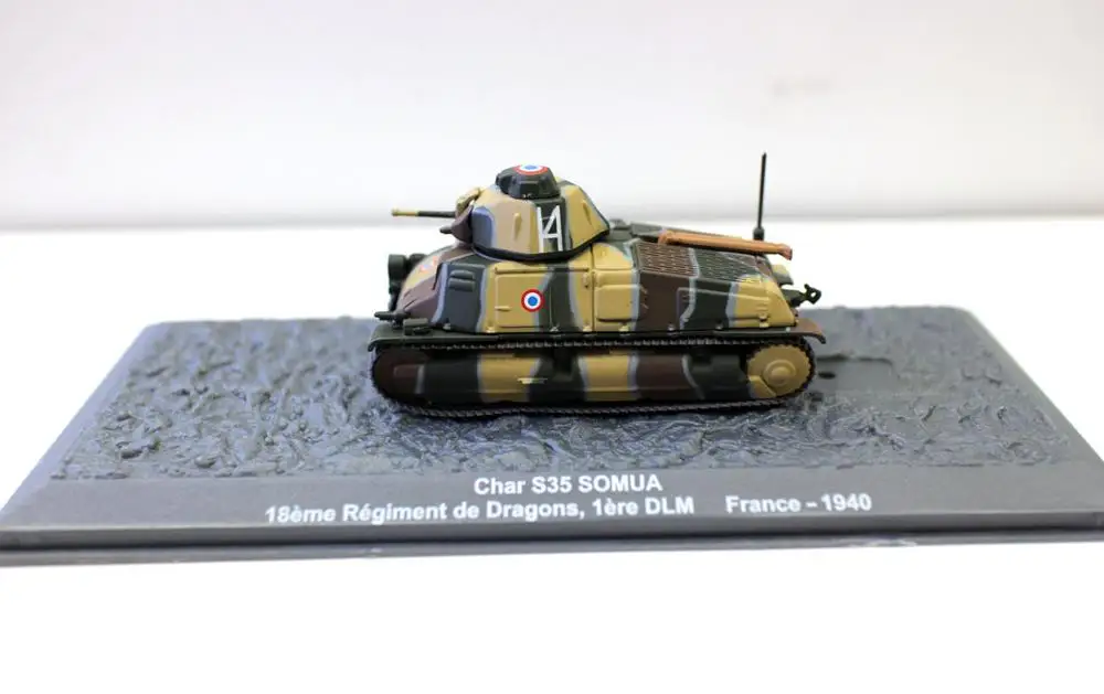 New Altaya 1:72 Scale Char S35 SOMUA 18 Eme Regiment De Dragons 1ere DLM France 1940 Tank Diecast for Collection