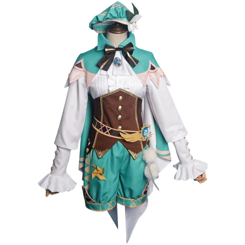 

2021 New Game Genshin Impact Cosplay Anime Accessories Project Venti Cosplay Costume Women's Coat Shirt Pants Belt Socks Set