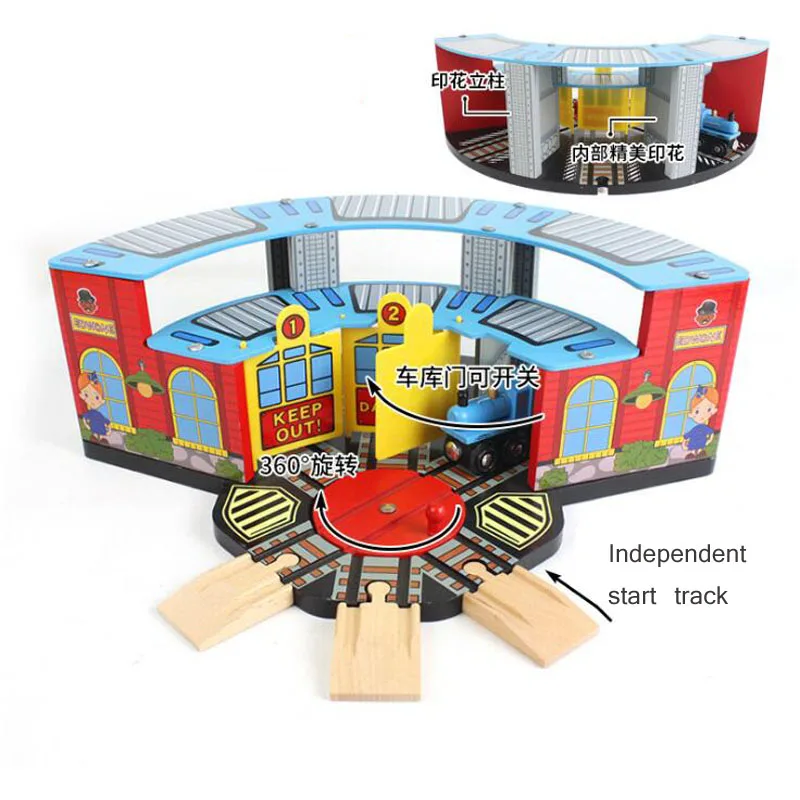 Wooden Train Track Accessories Beech Wooden Railway Train Set Bridge Fit Thomas Wood Track Toys For Kids