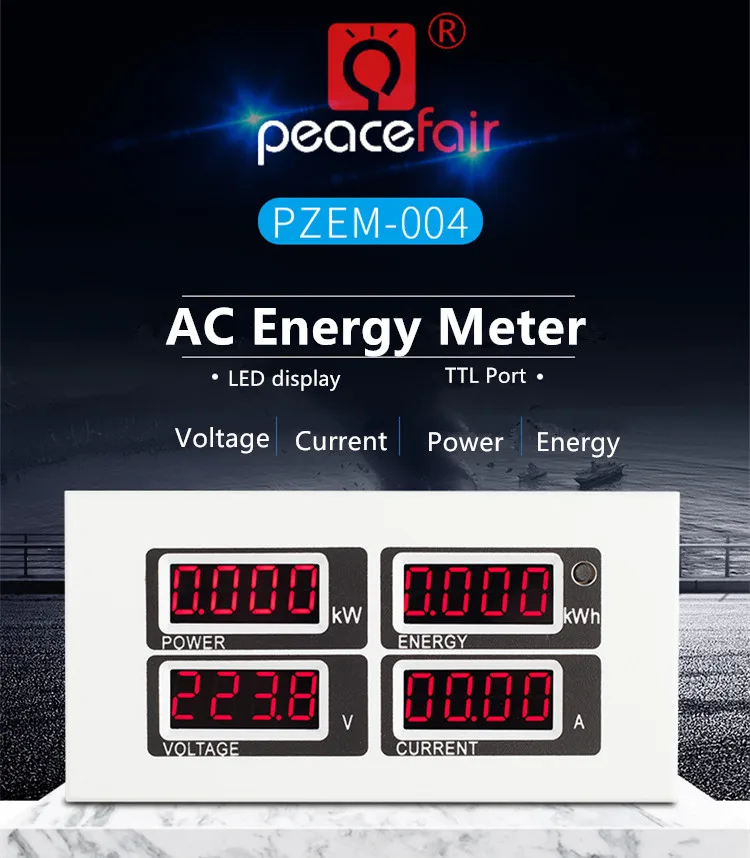 PEACEFAIR PZEM-004 Einphasen-Energiemessgerät, rote LED-Anzeige, elektrische Instrumente, Volt, Ampere, Watt, Kwh-Anzeige, TTL, Modbus – Detail 1