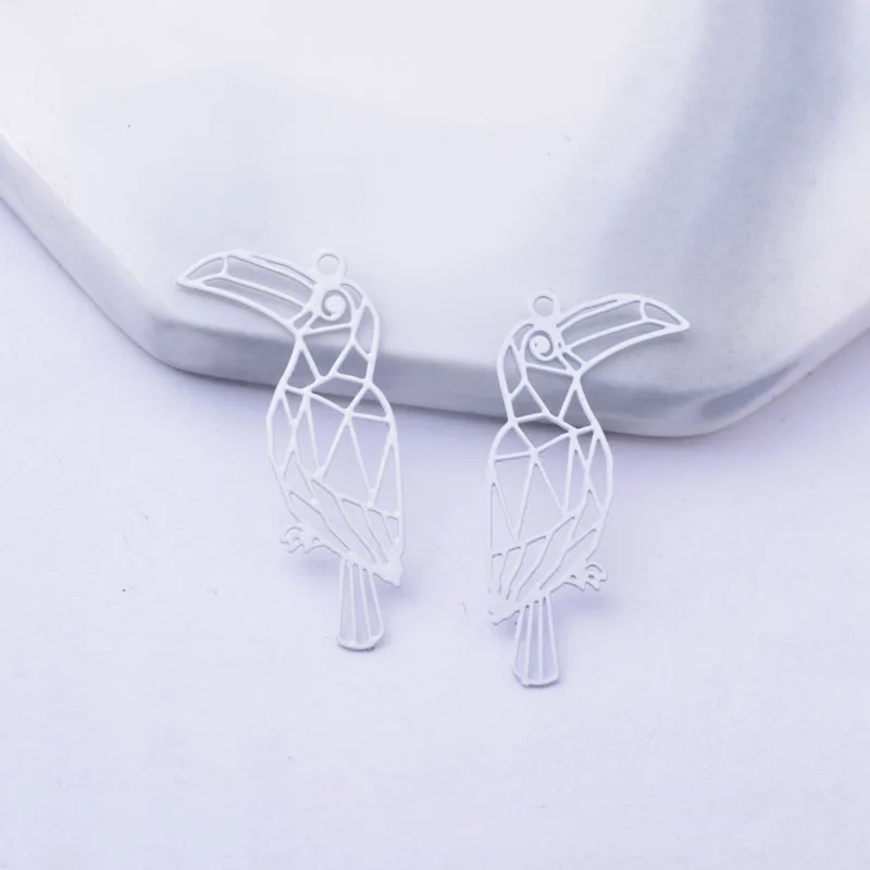 50 Stück AC12434 25*20mm Messing Tieranhänger Papageien-Charms in Silber- und Goldfarbe Kleine Anhänger für DIY-Schmuck und Ohrring-Zubehör – Detail 6