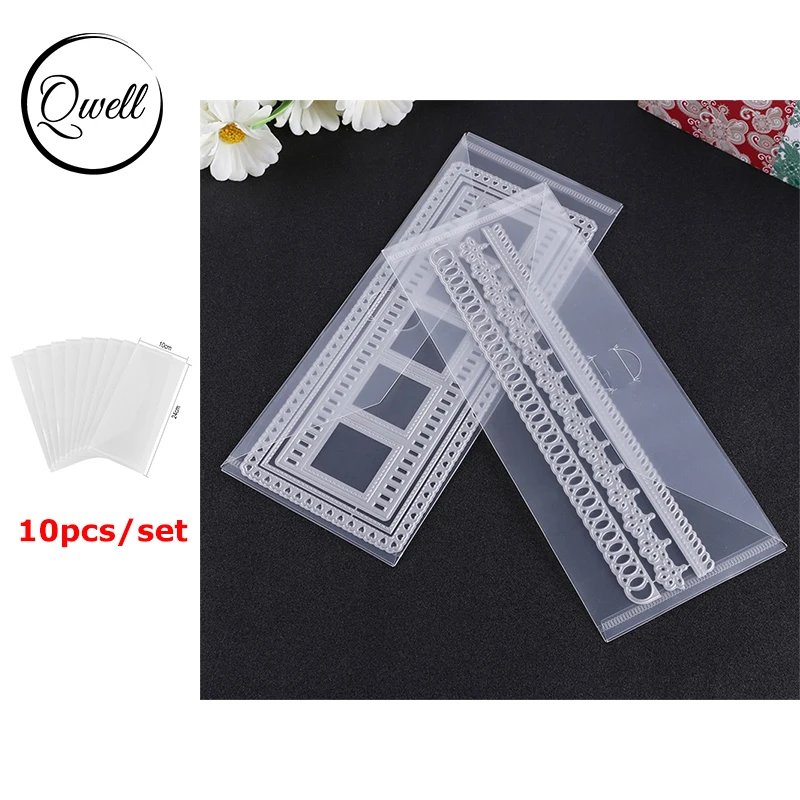 

QWELL 10pcs/set Die & Stamp Storage Bag Folder Pocket For Slimline Cutting Dies Hot Foil Plates Organizer Transparent Plastic