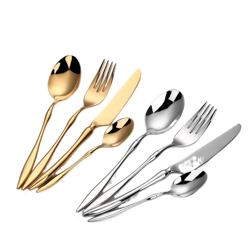 

Hotel western tableware 304 stainless steel cutlery set 4-piece flying steak knife western golden western tableware