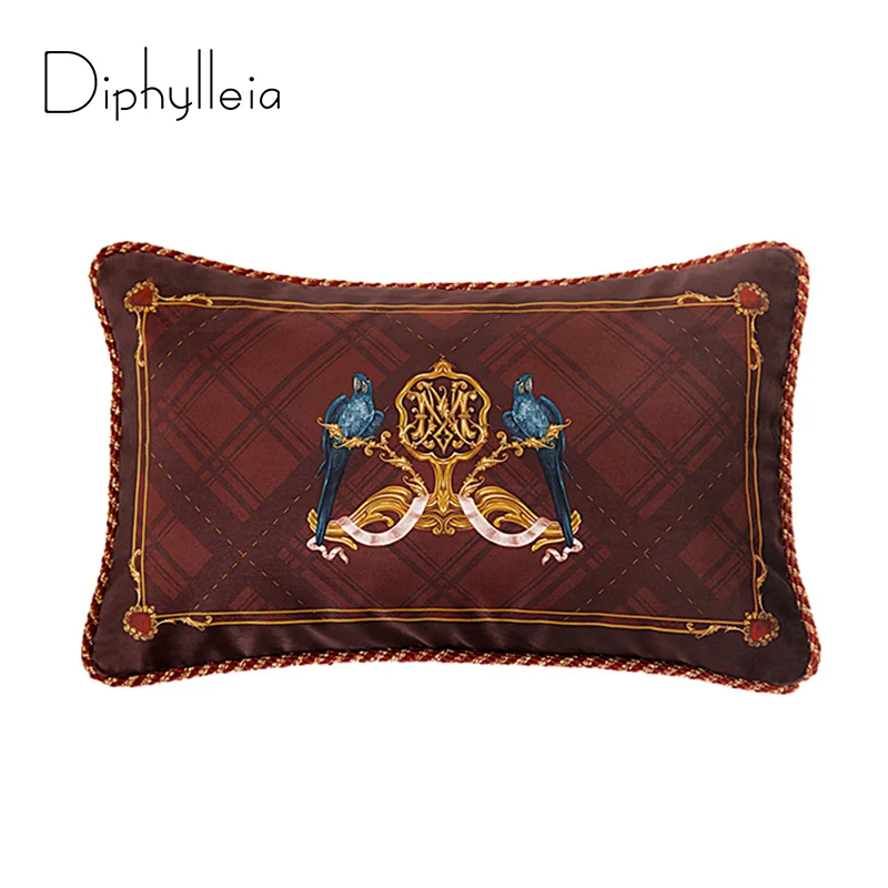 Diphylleia Accent Pillow Covers Red Wine Color Velvet Parrot Animal Cushion Cover European Luxury Home Decor Christmas Gift