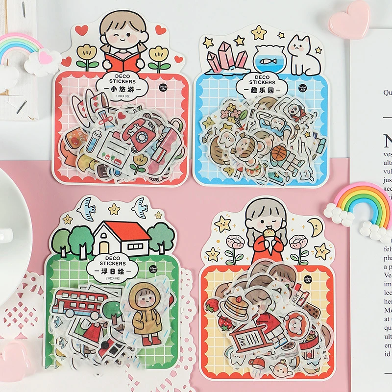 40 Buah/Bungkus Kawaii Gadis Hidup Series Dekoratif Stiker DIY Scrapbooking Diary Album Alat Tulis Stiker Alat Kantor