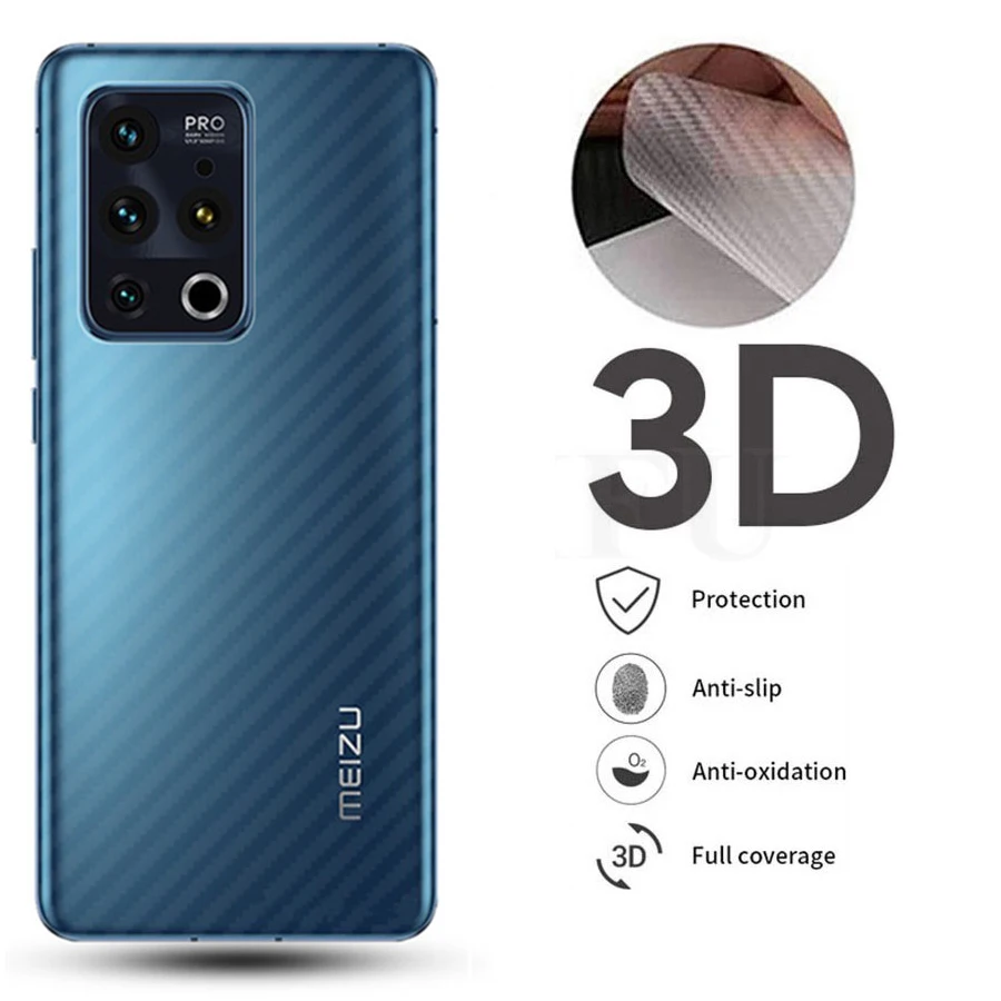 

5Pcs 3D Carbon Fiber Screen Protector For Meizu 18 17 16 15 Plus 16X 15 Lite Back Cover Protective Guard Film Pro 6 7 Plus M6s