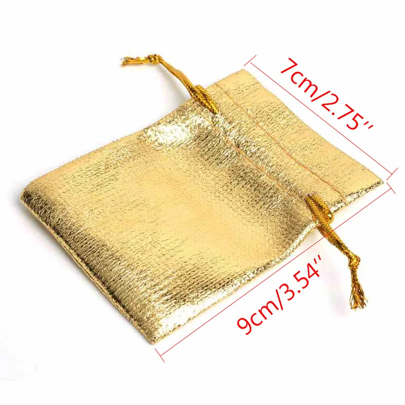 50pcs Gold Silver Organza Bag Jewelry Packaging Bag Wedding Party Favour Candy Bags Favor Pouches Drawstring Gift Bags