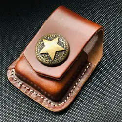 New Handmade Leather Lighter Holder Windproof Small Box Case For Zippo Super Match High Leather Cover Case for Men Cigarette Box