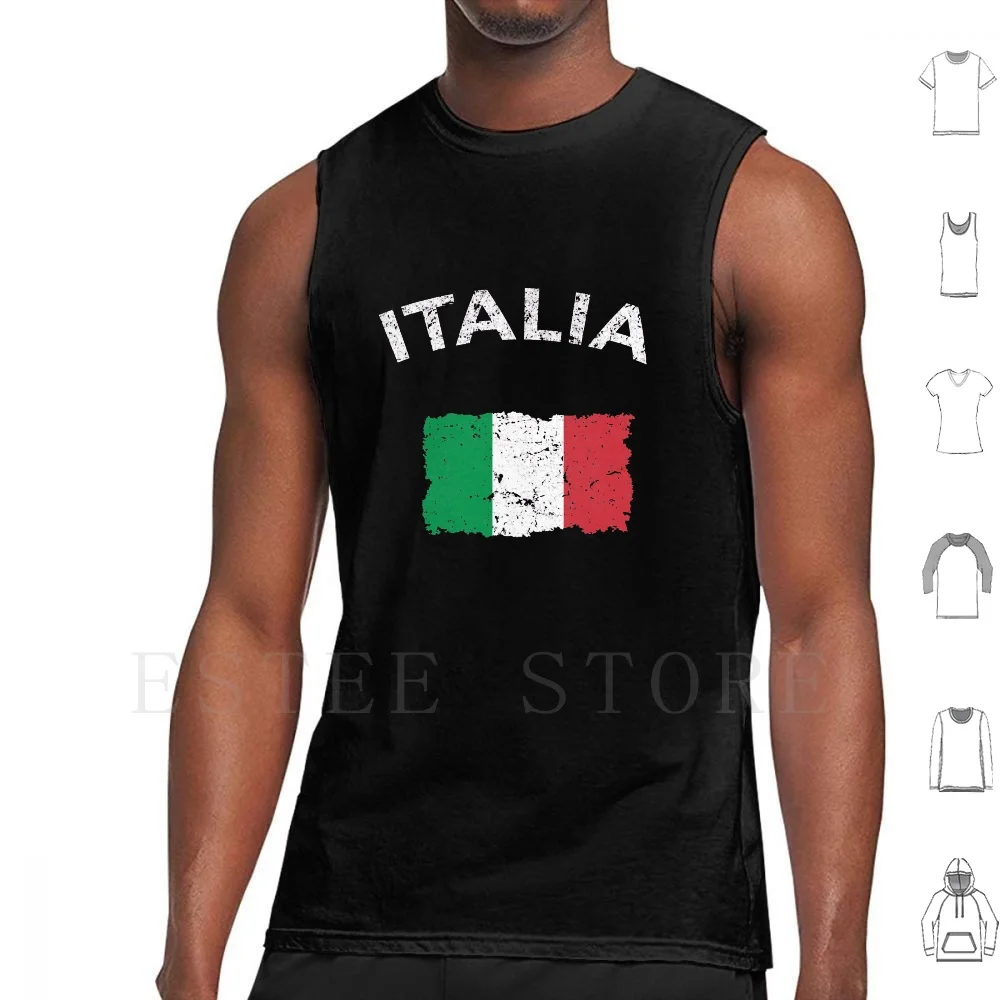 Vintage Italian Flag Tank Tops Vest Cotton Italiano Italiana Italy Flag Italiani Italian Italy Italia Italian Flag Cool