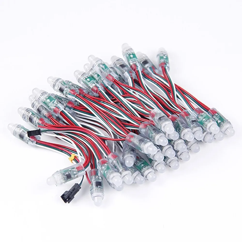 50pcs DC 5V WS 2811 IC RGB LED Module String Light 12mm Full Color IP68 Outdoor Waterproof Advertisement LED Pixel Light
