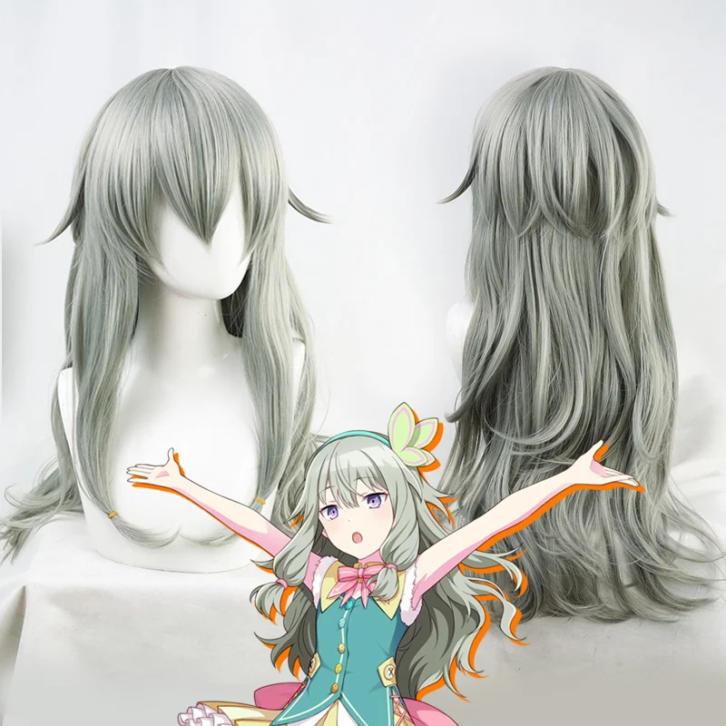 Kusanagi Nene Cosplay Wig Grey Green Lolita Girls Long Straight Wavy Synthetic Hair Role Play Free Wig Cap