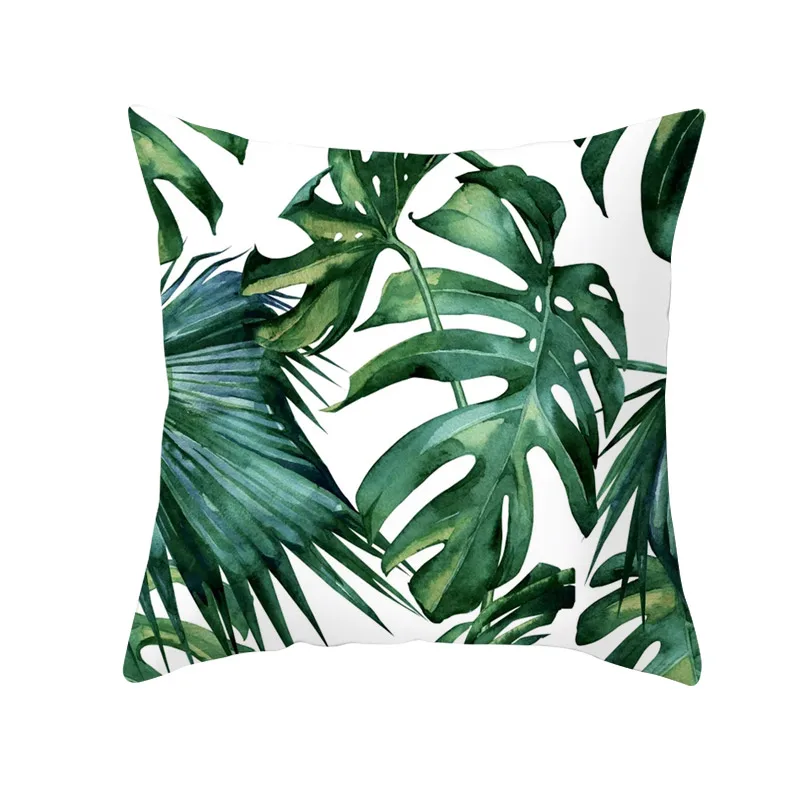 Summer Tropical Plants Pillow Case Green Leaves Decorative Pillowcases Summer Green Leaves Throw Pillow Case Cover Pillowcase