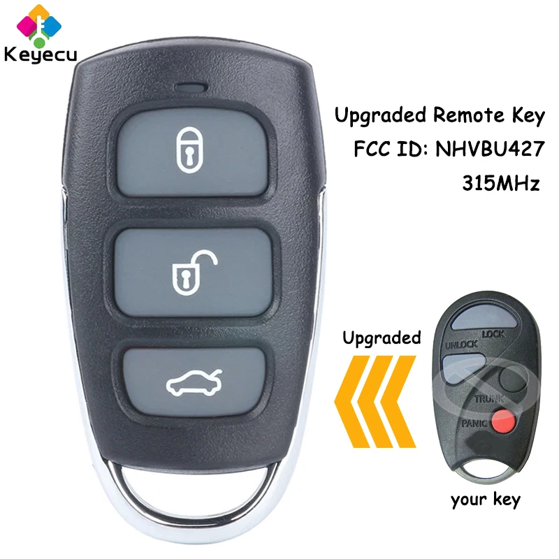 

KEYECU Upgraded Remote Control Car Key With 4 Button 315MHz for Nissan Sentra 2000 2001 2002 2003 2004 Fob FCC ID: NHVBU427