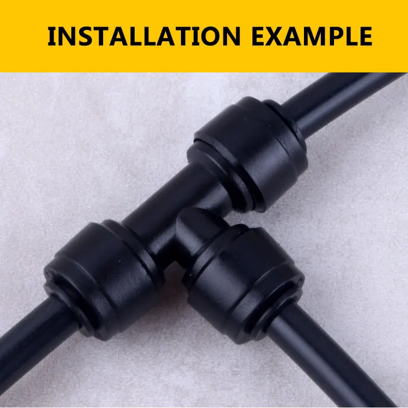 1/4" tube Black 3 way Union Tee Quick Connector 702 Low Pressure Misting Nozzles System Coupling Adapters RO Water Filter