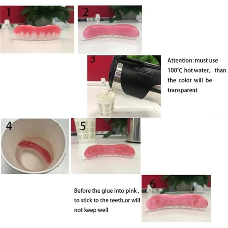 Silicone Upper/Lower False Teeth Dentures Paste Oral Hygiene Tools Fake Teeth Cosmetic