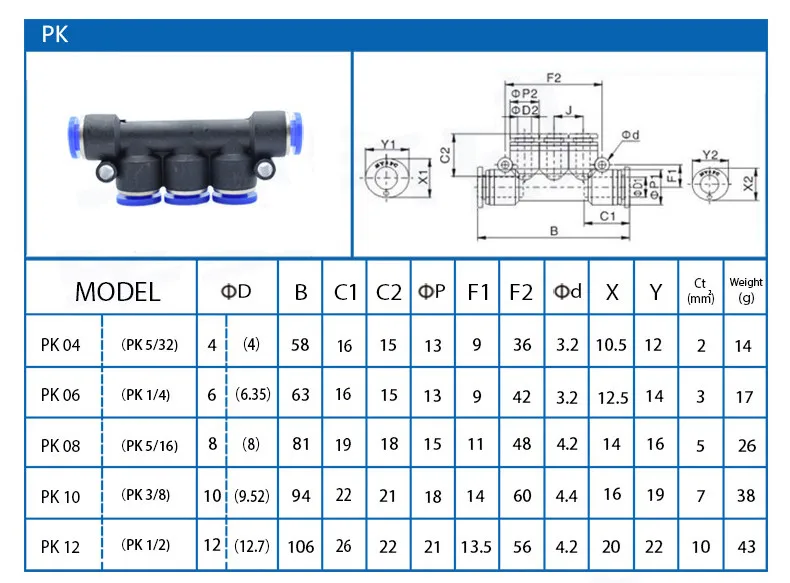 Pneumatic Fittings Pipe Connector Tube 4 5 14mm OD Hose Reducing 8 10 12mm PG PVG PEG PW PZAG Plastic Push In Air Quick Fitting