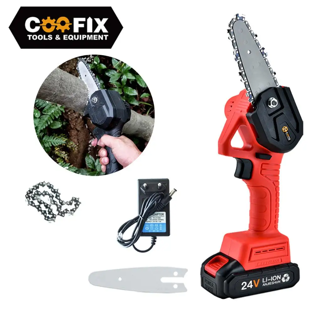 24V 4 Inch Brushless chain saw Cordless Mini Handheld Pruning Saw Portable Woodworking Garden Tool Electric Saw Cutting Tool