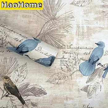 HaoHome Bird Wallpaper Removable Self Adhesive Wallpaper Peel and Stick Contact Paper  for Cabinets Countertops Furniture Decor