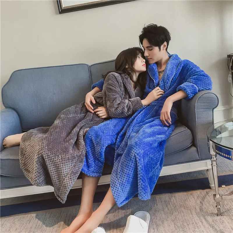 New Sexy Couples Matching Thicken Terry Robe Autumn Winter Gown Women Bathrobe Warm Flannel Sleep Dresses Men Women Home Clothes