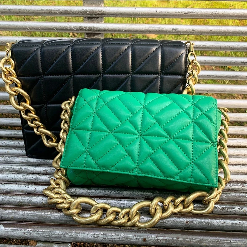 

Branded Women's Shoulder Bags 2022 Thick Chain Quilted Shoulder Purses And Handbag Women Clutch Bags Ladies Hand Bag