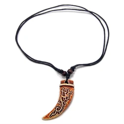 FX015 Retro necklace Totem pendant Cool ox Horn Choker Africa Jewelry Tribal style Imitation Yak Bone necklace Amulet Gift