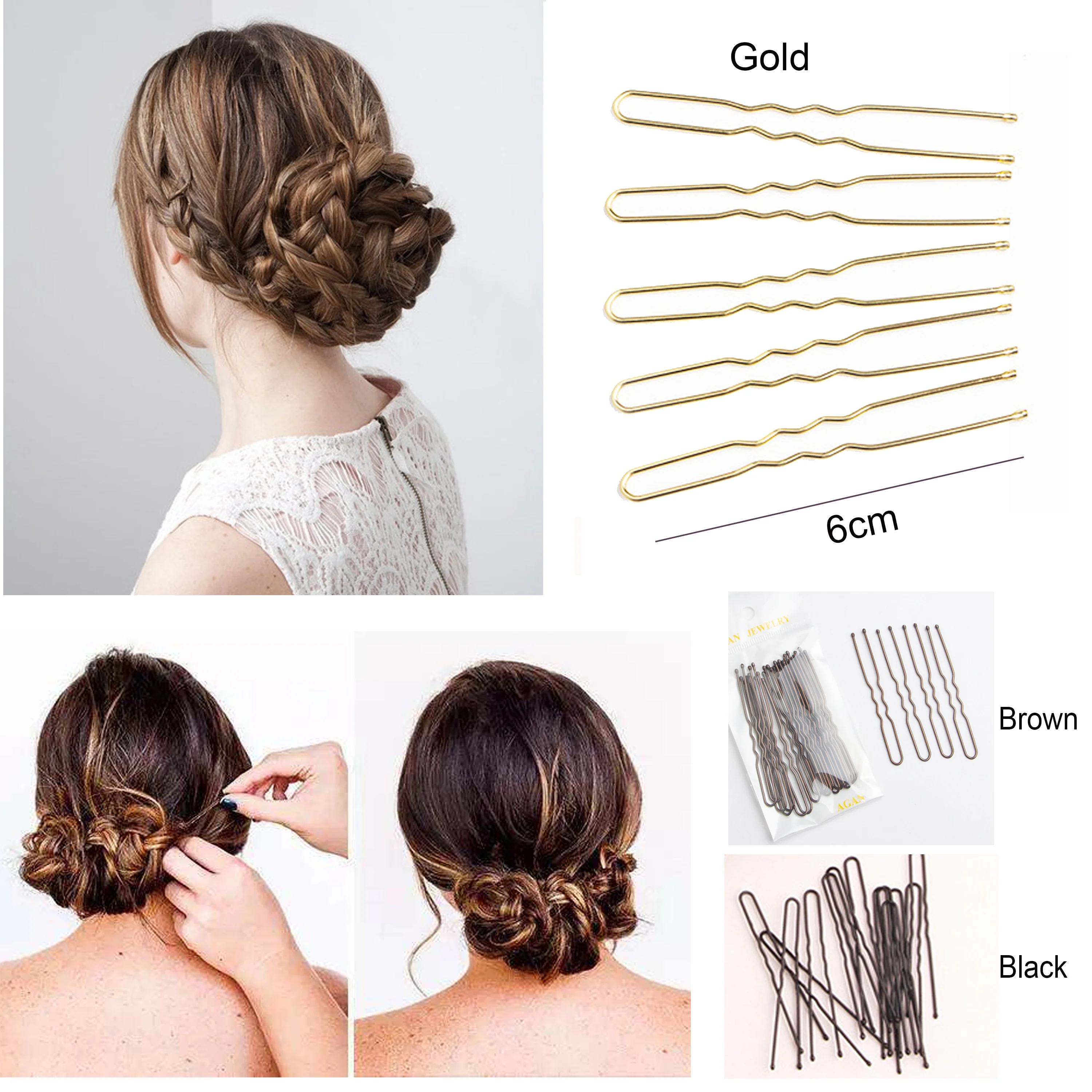 Women U Shape Hair Clips Bobby Pins for Women Girls Brides Hairstyling Tools Accessories Crystal Pearl Hairpins Metal Barrettes