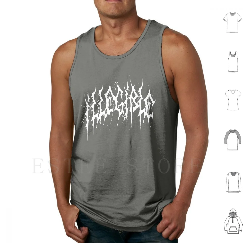 

" Illegible " Funny Death Metal Logo Tank Tops Vest Cotton Metal Death Metal Deathcore Alternative Metalhead Meme Funny