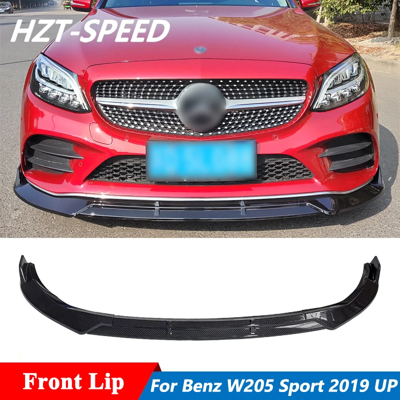 3 PCS Splitter PP Material Front Shovel Bumper Chin Lip For Benz W205 C180 C200 C260 C300 Sport Car 2019 Up