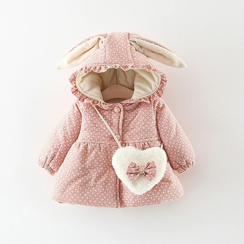 Autumn Winter Hooded Jackets Overalls For Newborn Girl Fashion Warm Clothing Outerwear Toddler Baby Down Coats Cotton Clothes