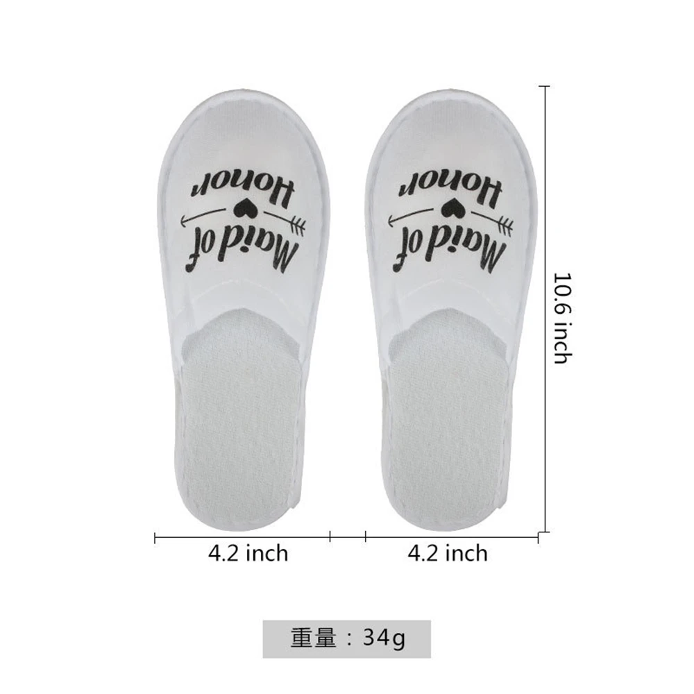 New Wedding Party Slippers Hotel Disposable Bride And Bridesmaid Team Slippers Golden Bronzing Letters Fabric Indoor Floor Shoes