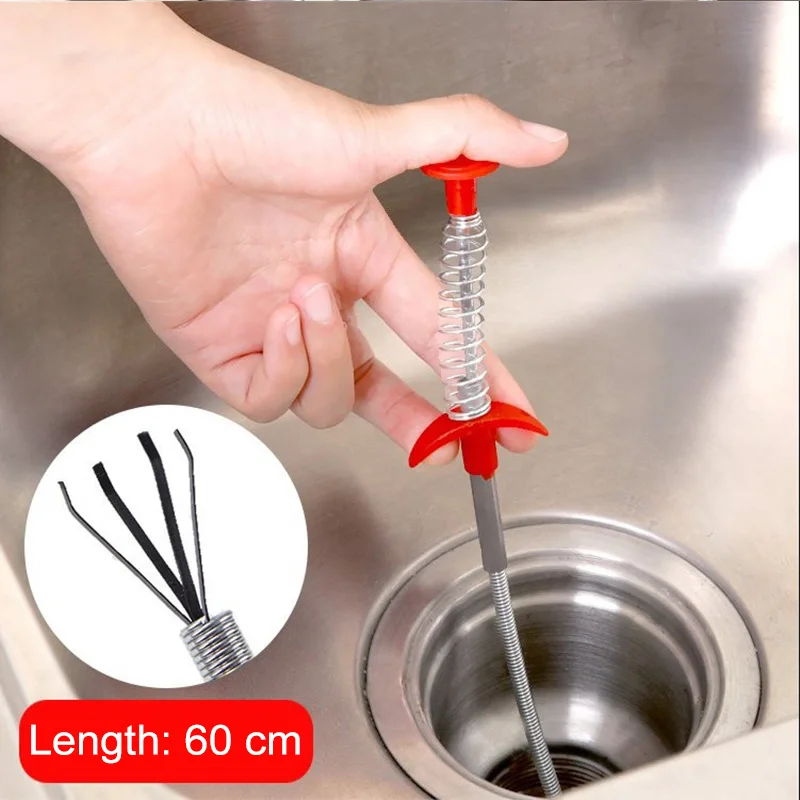 160cm Metal Wire Drain Snake Spring Pipe Dredging Unblocker Drain Clog Tool For Kitchen Sink Bathroom Tub Toilet Spring Pipe