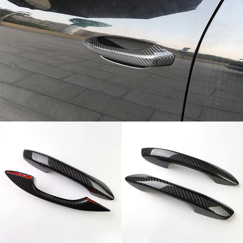 2psc For Porsche 718 Boxster Cayman 2016-2021 Real Carbon Fiber Car Exterior Door Handle Grab Cover Trim Sticker Styling