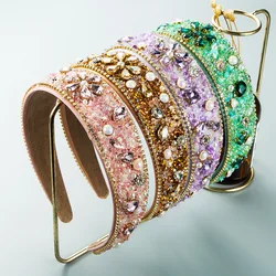 Baroque Vintage Rhinestone Pearl Headband Fashion Catwalk Hairbands Temperament Ball Wild Personality Hair Band Hair Accessories