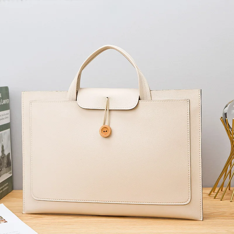 Bolso de ordenador de doble capa para mujer, bolsa para documentos de diseñador, Unisex, de negocios, PU