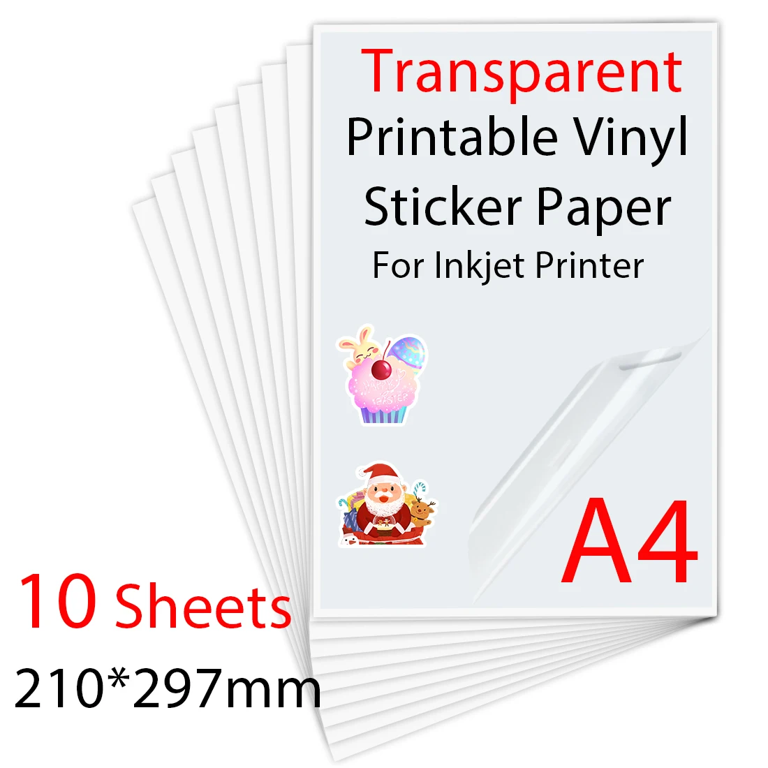 10/30/50/100 Vellen A4 Transparant Afdrukbaar Vinyl Sticker Papier Waterdicht Zelfklevend papier voor Voor Inkjet Printer DIY Label