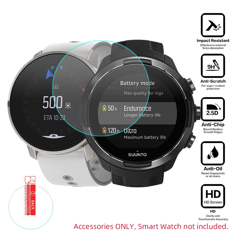 الزجاج المقسى واضح طبقة رقيقة واقية حماية ل Suunto 9 بارو Suunto9 الذروة ساعة Smartwatch عرض واقي للشاشة غطاء