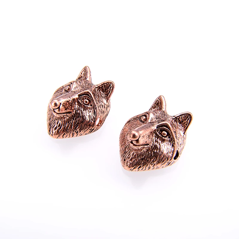 10pcs wholesale retro wolf head alloy spacer beads charm suitable bracelet making DIY jewelry accessories