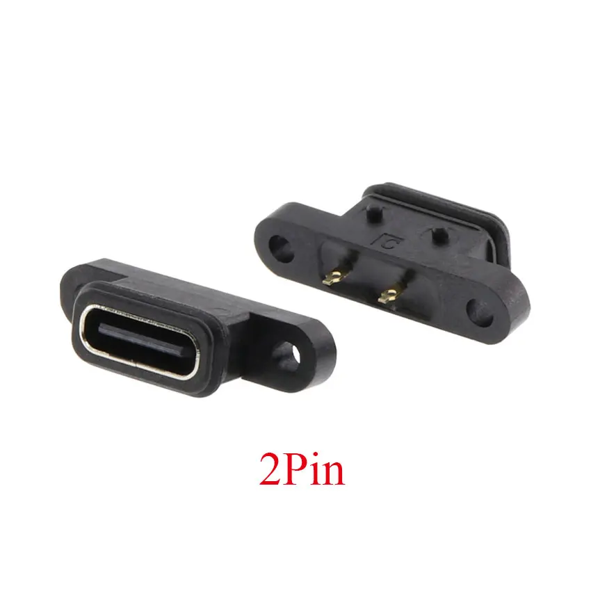 5pcs TYPE C 2/4/6/16Pin Waterproof Female USB C Socket Port with Screw Hole Fast Charge Charging Interface 180 Degree Connector