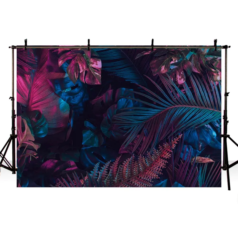Avezano-Fondo para fotografía de verano, telón Tropical, púrpura, azul, hojas, boda, cumpleaños, Baby Shower, accesorios de estudio fotográfico