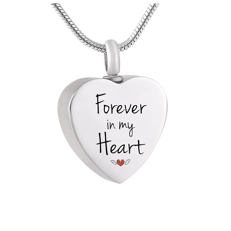 

Forever in my heart Cremation Ashes Pendant for Loved One's Memorial Custom Engrave Stainless Steel Jewelry