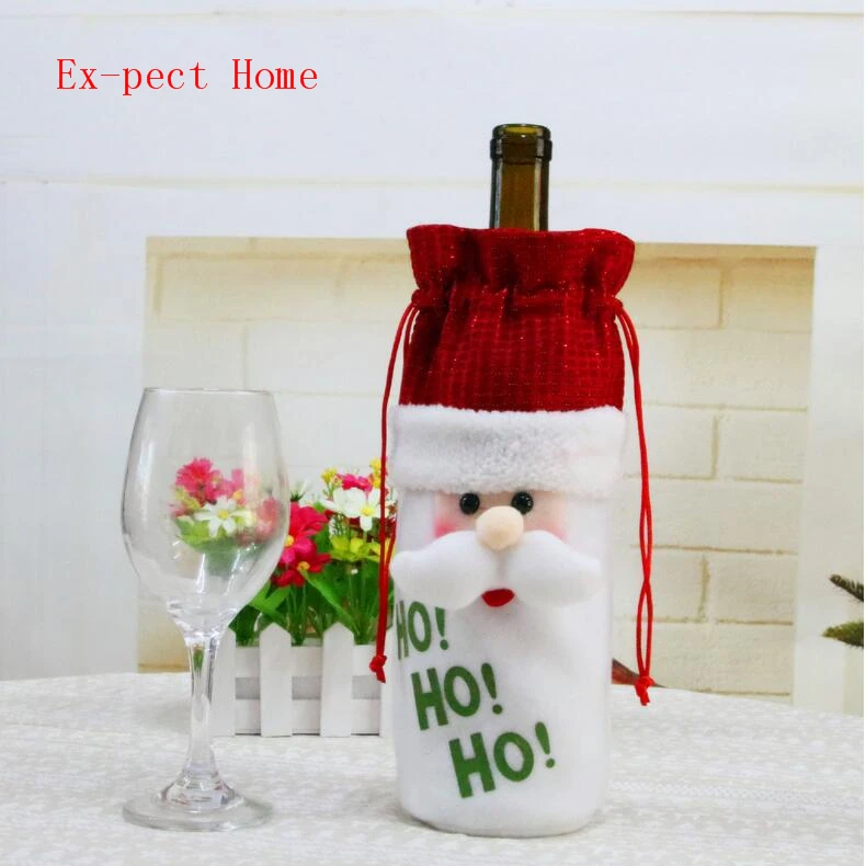 200PCs/lot Christmas decorations New upmarket doll old snowman elk Christmas wine bottle bag Free shipping