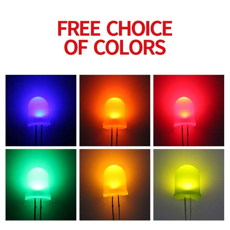 1000PCS 10mm DIP LED round head with red green yellow and blue light-emitting diode LED