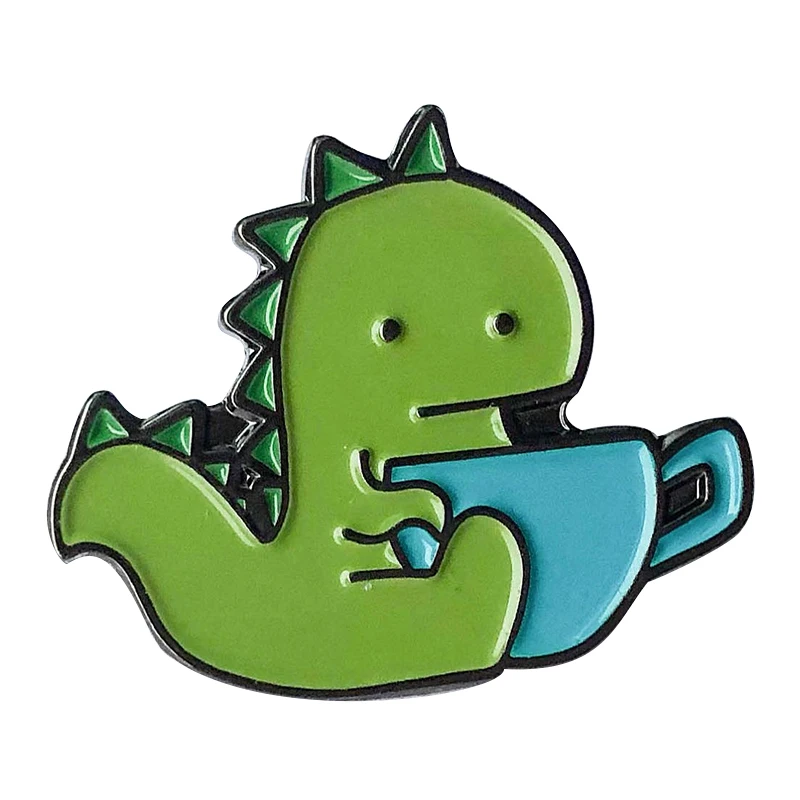 Tea Rex Brooch gentleman dinosaur Badge cute Tyrannosaurus decor