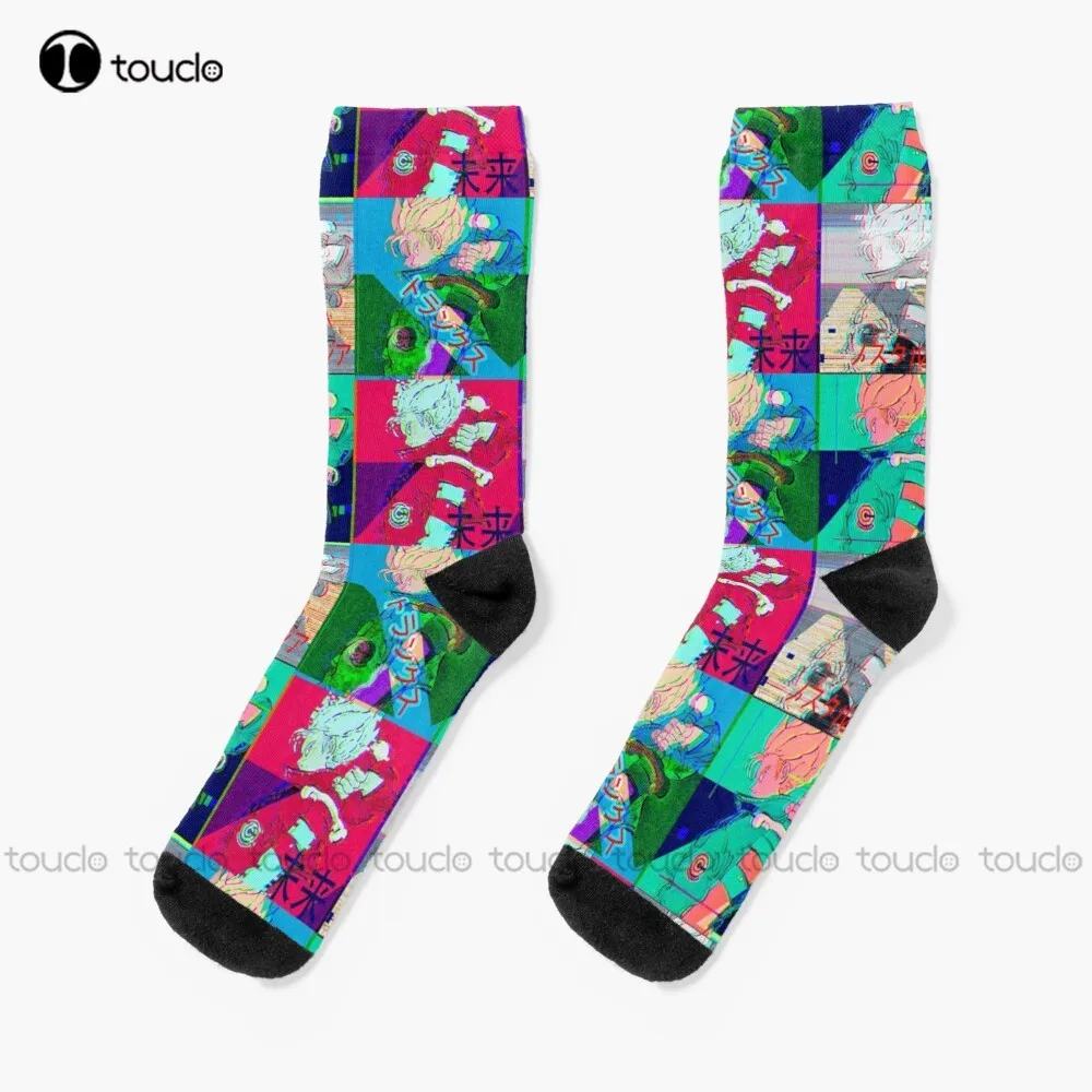 Future square time  Socks mens colorful socks Personalized Custom Unisex Adult Teen youth Socks Christmas gift HD HIGH QUALITY